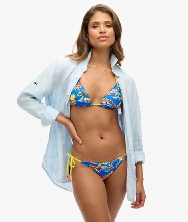 Triangelbikinitop met Koordjes Blauw Grootte: 38 afbeelding