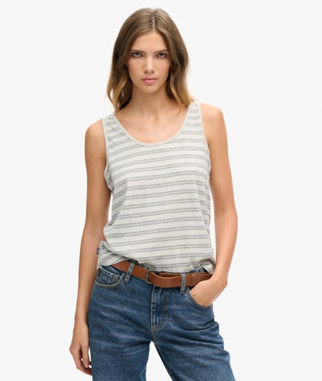 Women's Organic Cotton Classic Vest / Marl Stripe - Size: 12 - Superdry - Modalova