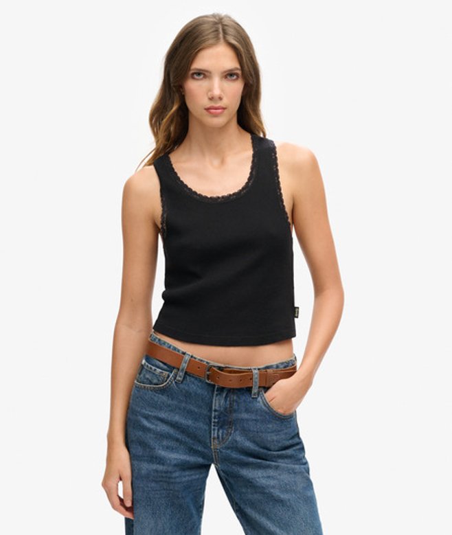Damen Vintage Tanktop aus Bio-baumwolle mit Spitzenbesatz - Größe: XS/S - Superdry - Modalova