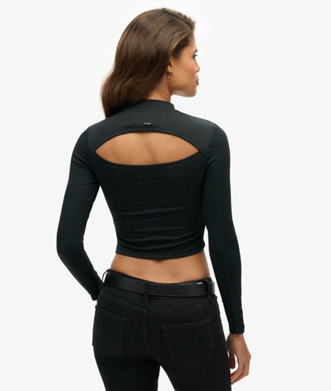 Superdry Women's Long Sleeve Open Back Top Black