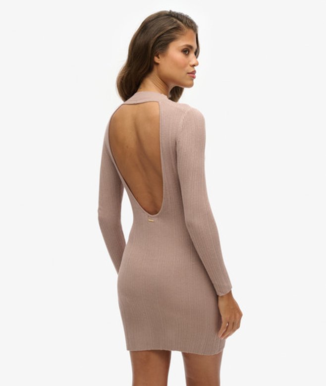 Rugloze Bodycon Mini-jurk Bruin Grootte: 44 afbeelding
