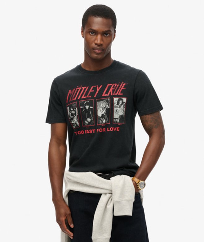 Herren Mötley Crüe x Limited Edition T-Shirt Grafikdruck, Größe: M - Superdry - Modalova
