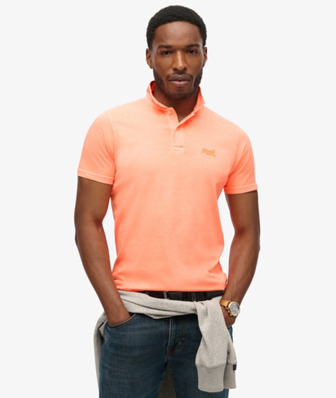 Herren Essential Jersey-Polohemd Mit Neonfarbenem Logo Bestickt, Größe: L - Superdry - Modalova