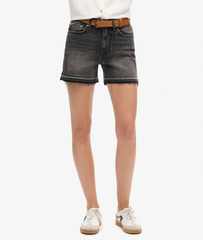 Superdry Women's Mid Rise Cut off Short Black / Wolcott Black Stone