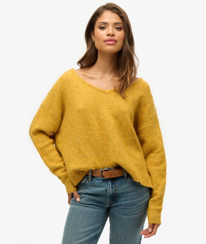 Oversized Trui met V-hals Geel Grootte: 36 afbeelding