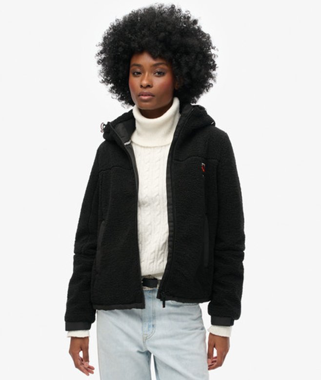 Sherpa Fleece Trekker Jas Zwart Grootte: 42 afbeelding
