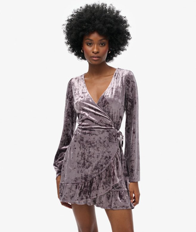 Damen Mini-wickelkleid aus Samt - Größe: 36 - Superdry - Modalova