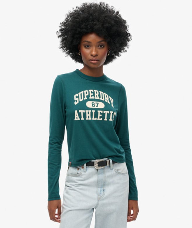 Athletic Essentials Slimfit Ringertop met Lange Mouwen Groen Grootte: 36 afbeelding