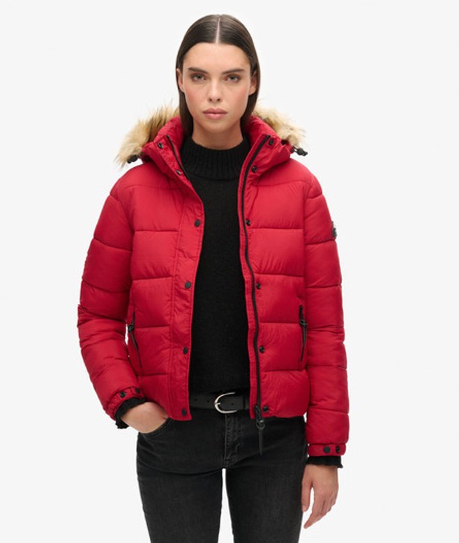 Damen Kurz Geschnittene Mid Layer Kapuzenjacke - Größe: 38 - Superdry - Modalova