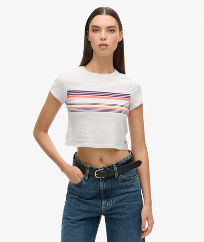 Damen Kurzes Vintage T-shirt mit Streifen - Größe: 40 - Superdry - Modalova