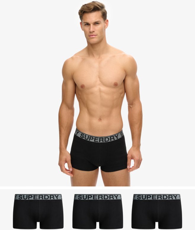 Superdry & Co Men's Organic Cotton Trunk Triple Pack Black / Triple Black/grey