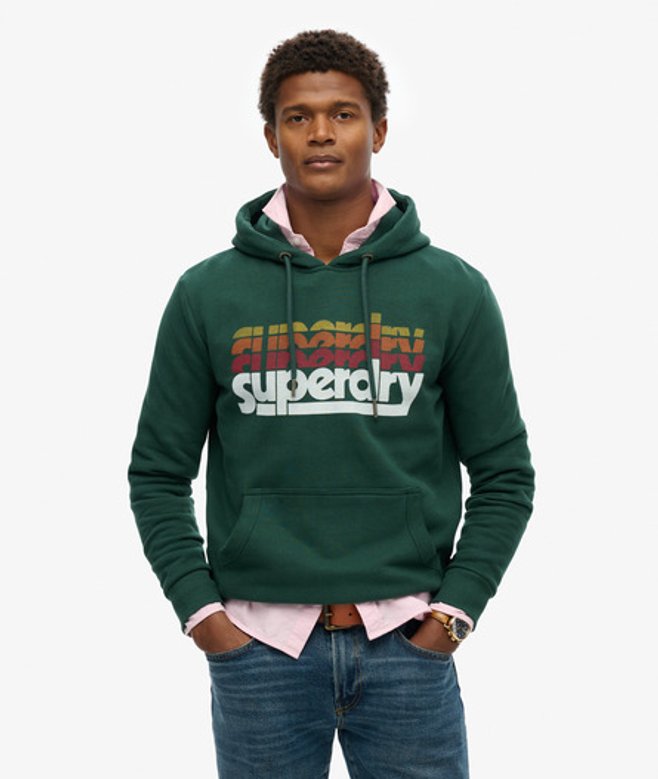 Superdry Men's Stacked Hoodie Green / Enamel Green - Size: M