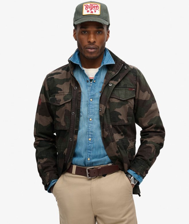 Men's Rookie Military Jacket Green / Troops Camo Green - Size: L - Superdry - Modalova