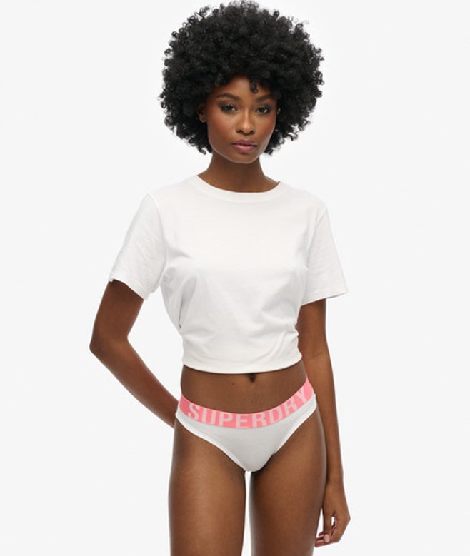 Superdry Bikinibroekje van Biologisch Katoen met Groot Logo Wit