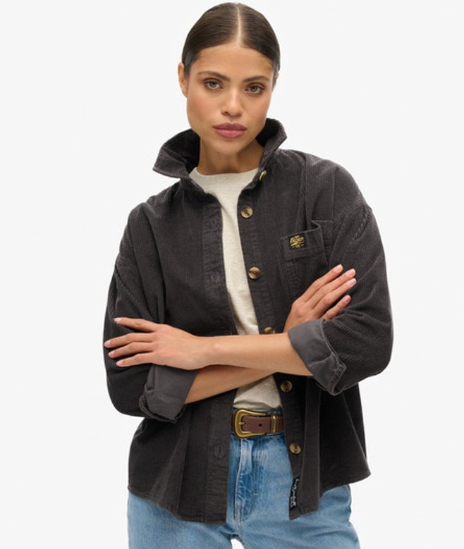 Overshirt van Grof Corduroy Zwart Grootte: 38 afbeelding