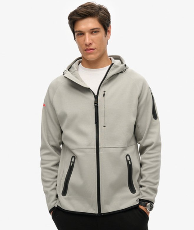 Tech Hoodie met Logo, Rits en Losse Pasvorm Donkergrijs Grootte: Xxl afbeelding