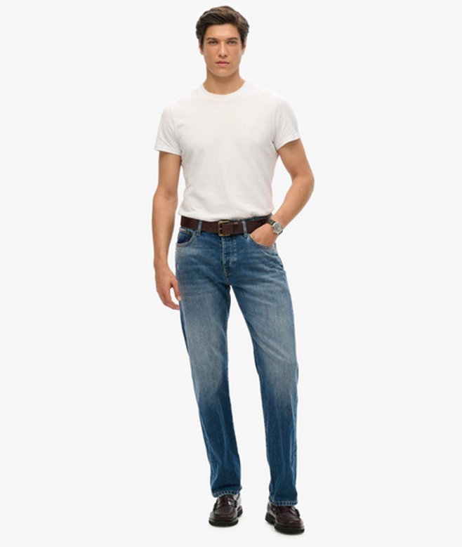 Jeans met Rechte Pijpen Donkerblauw Grootte: 30/32 afbeelding