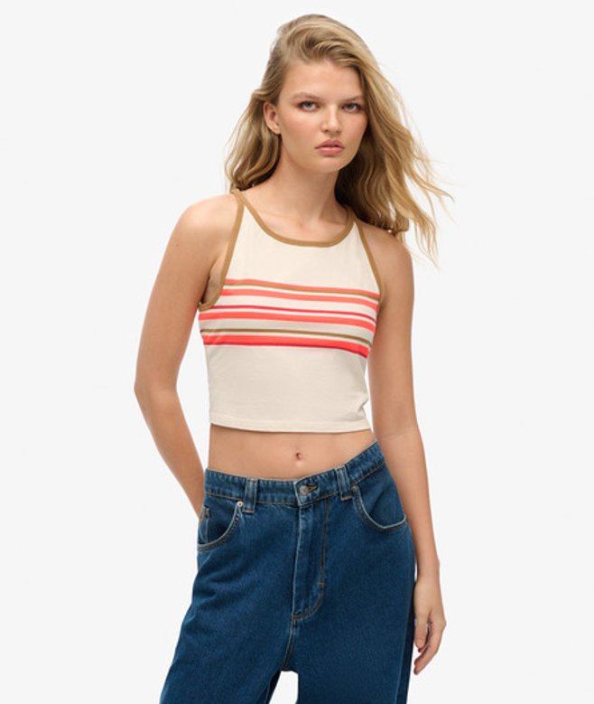 Superdry Gestreepte Vintage Surf Tanktop Grijs