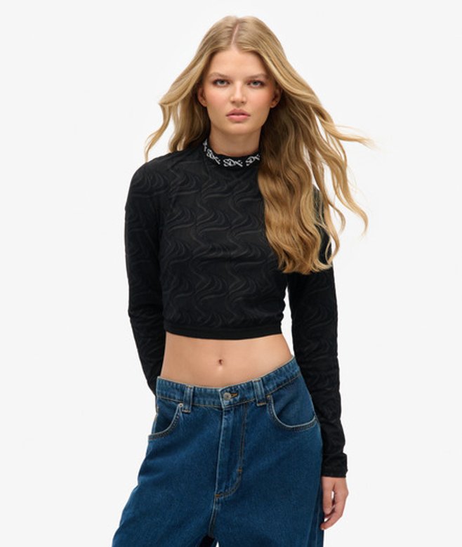 Limited Edition Sdx Jacquard Mesh top Zwart Grootte: M/L afbeelding