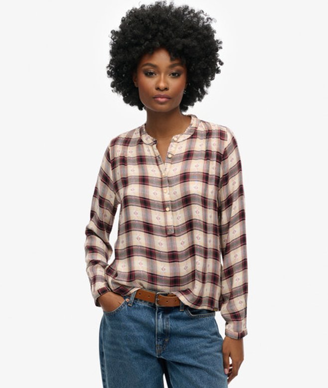 Geruite Blouse met Lange Mouwen