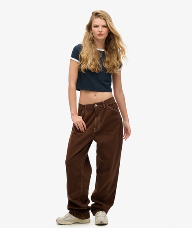 Carpenter Broek met Contrast Bruin Grootte: 32/32 afbeelding
