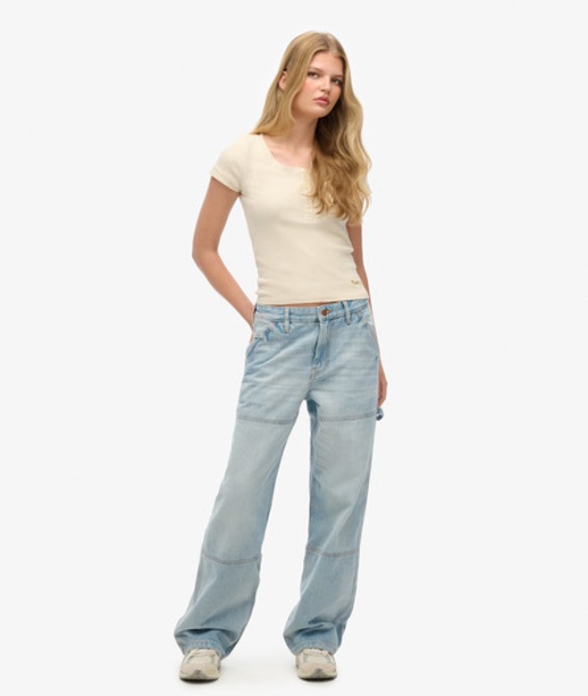 Denim Timmermansbroek van Biokatoen met Middelhoge Taille