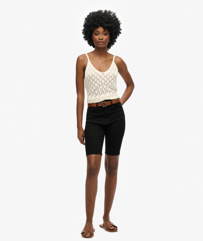 Superdry Women's Kari Long Shorts Black / Denim Black Rinse