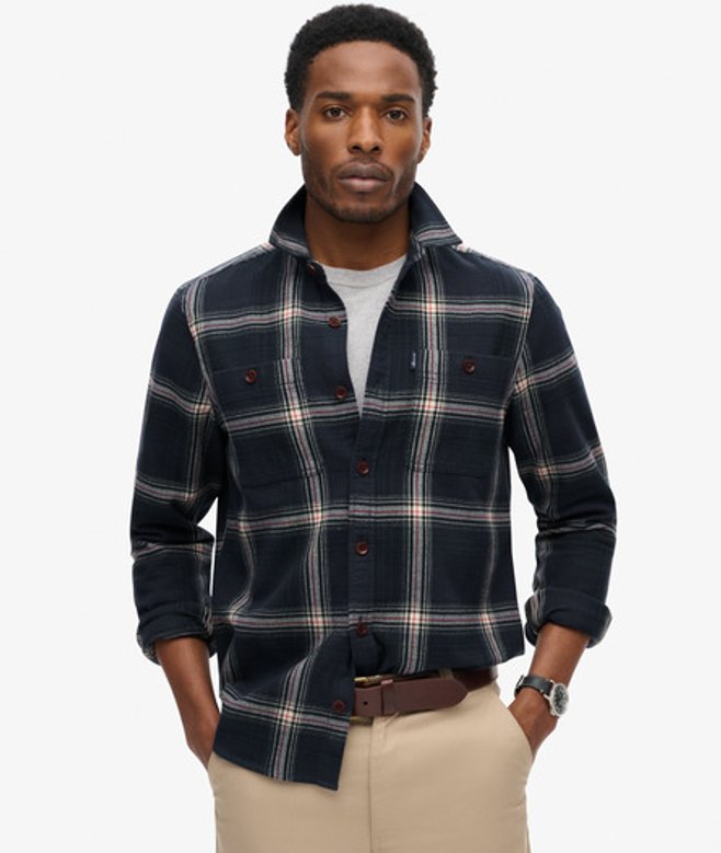 Men's Vintage Check Overshirt / Boseman Check Navy - Size: S - Superdry - Modalova