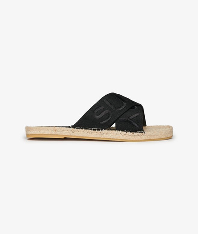 Espadrille Slippers met Gekruiste Bandjes Zwart Grootte: 39 afbeelding