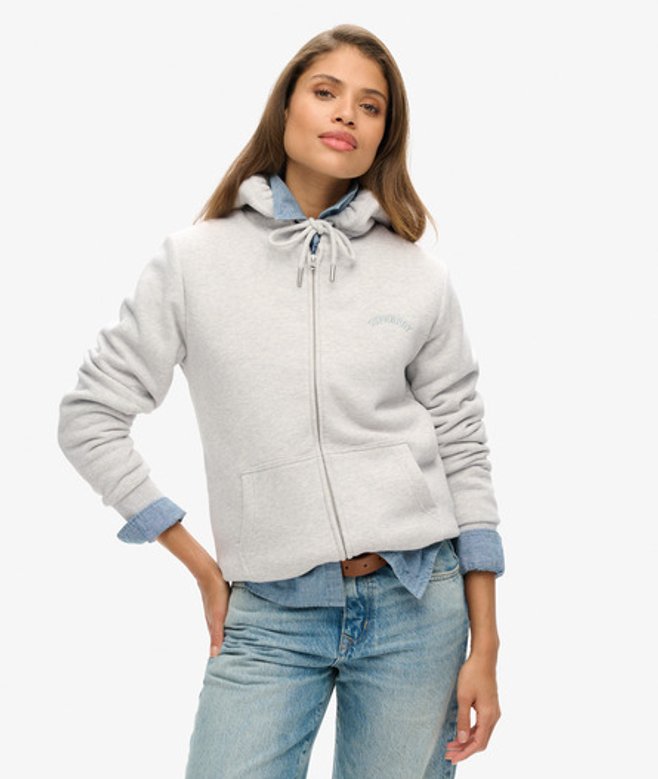 Women's Borg Lined Zip Hoodie / Glacier Grey Marl - Size: 10 - Superdry - Modalova