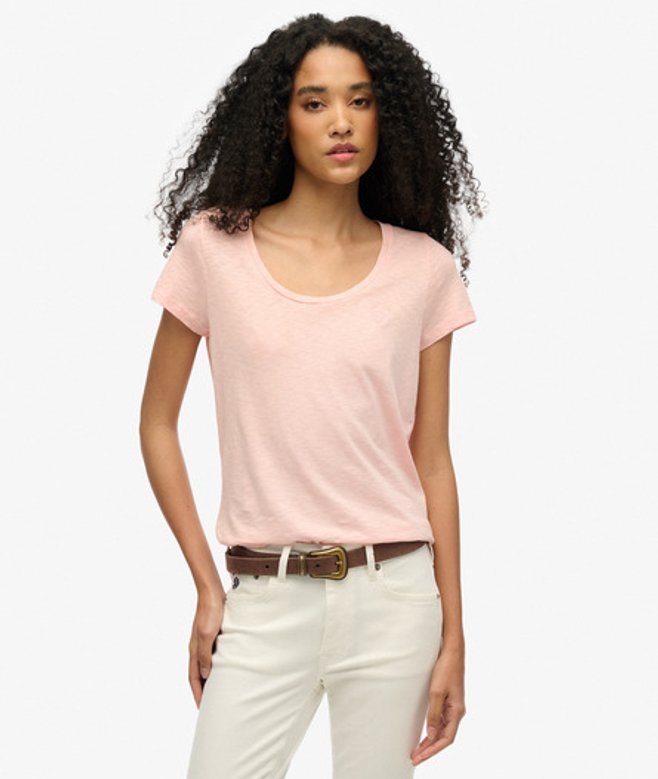 Studios T-shirt met Laag Uitgesneden Ronde Hals Roze Grootte: 44 afbeelding