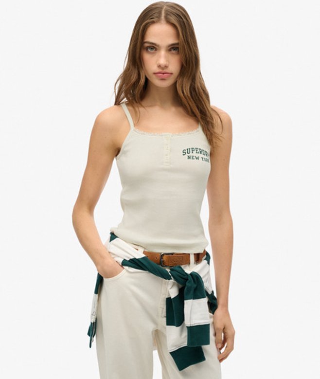 Athletic Essentials Camitop met Knopen en Print Wit Grootte: 40 afbeelding
