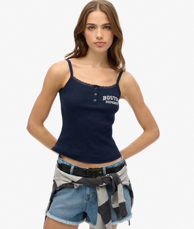 Damen Athletic Essentials Trägerhemd mit Grafik und Knöpfen - Größe: 44 - Superdry - Modalova