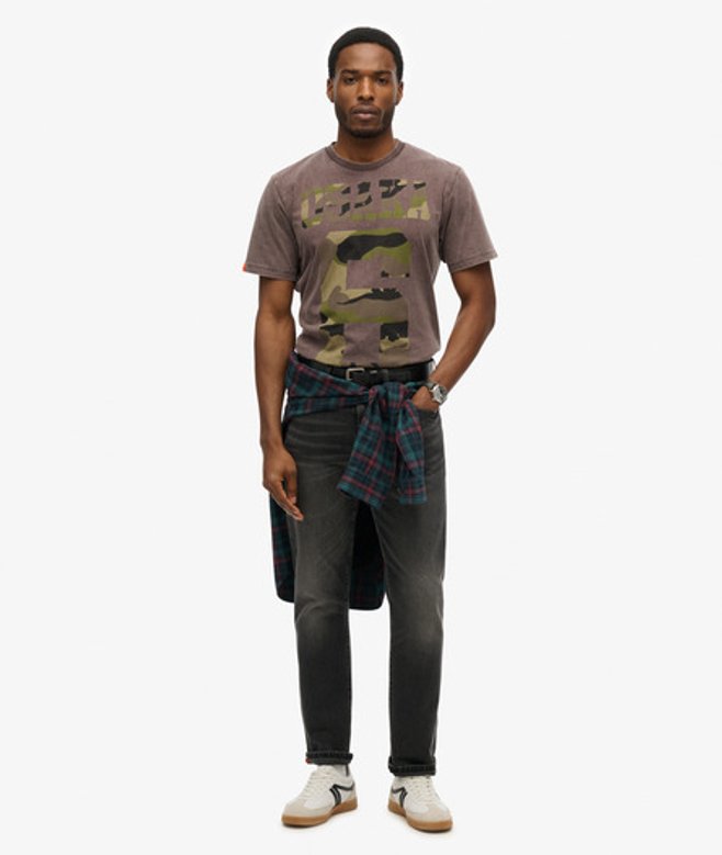 Superdry Men's Osaka Loose T-shirt Navy / Dusty Brown