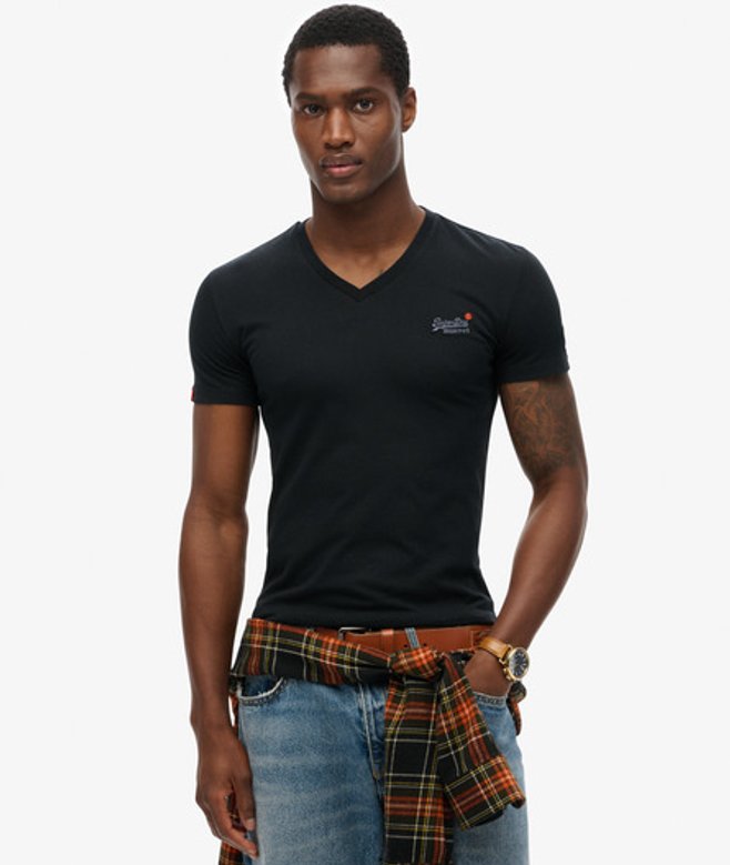 Superdry Men's Orange Label Vintage Embroidery V-neck T-shirt Black