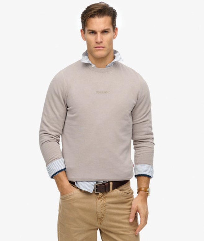 Sweatshirt met Ronde Hals en Micrologo Beige Grootte: XL afbeelding