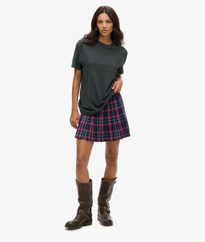 Oversized Verwassen Essential T-shirt met Borstzak Zwart Grootte: L afbeelding