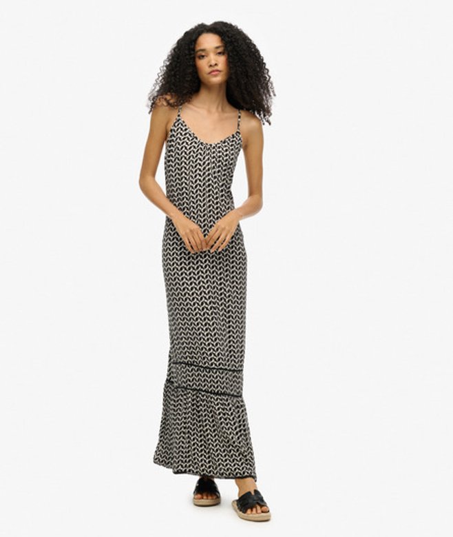 Cami Maxi-jurk Zwart Grootte: 44 afbeelding