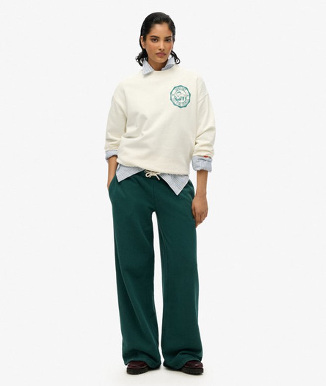 Essential Logo Joggingbroek met Wijde Pijpen Groen Grootte: 34 afbeelding