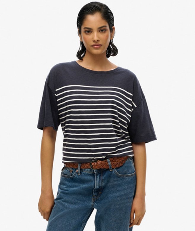 Studios T-shirt met Verlaagde Schouders Blauw Grootte: 36 afbeelding