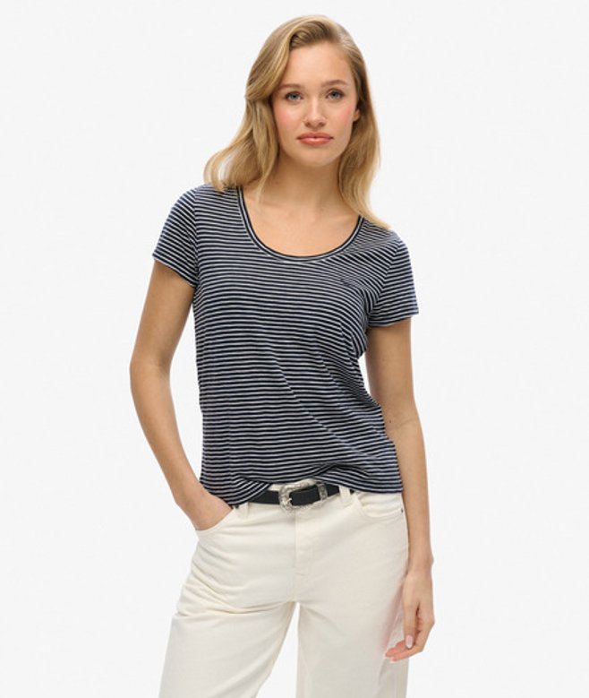 Damen Studios T-shirt mit Tiefem Ausschnitt - Größe: 38 - Superdry - Modalova
