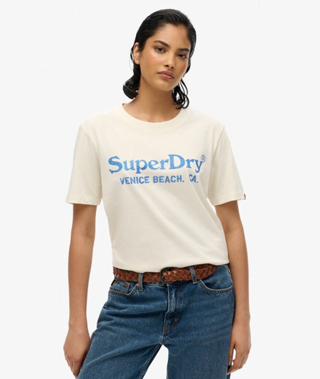 Venue Metallic T-shirt met Relaxte Pasvorm White Grootte: 42 afbeelding