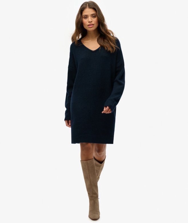 Oversized Trui-jurk met V-hals Blauw Grootte: 40 afbeelding