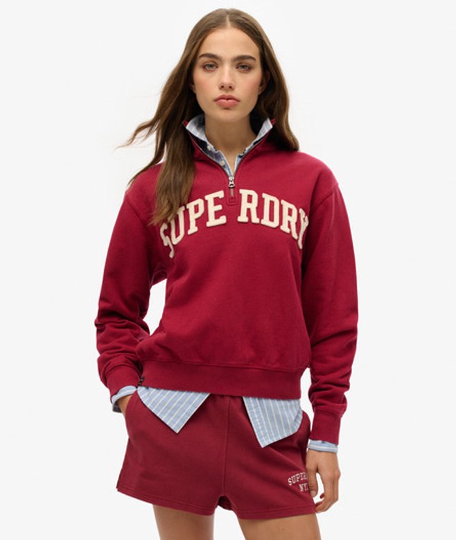 Athletic Essentials Sweatshirt met Applicatie en Halve Rits Rood Grootte: 40 afbeelding