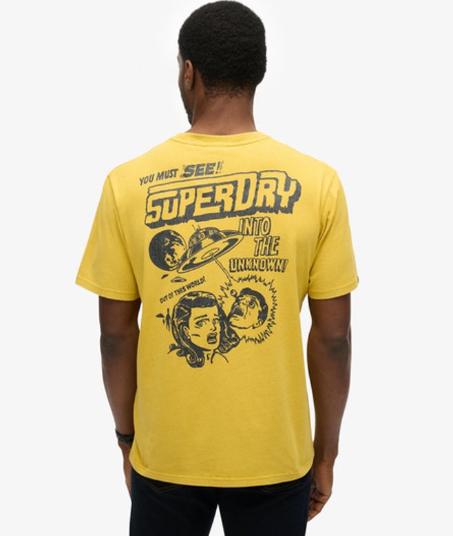 B-movie Grafisch T-shirt met Losse Pasvorm Geel Grootte: L afbeelding