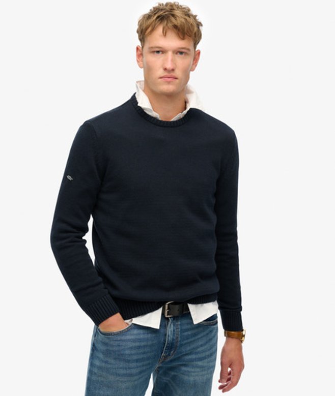 Herren Cotton Classics Strickpullover mit Rundhals - Größe: L - Superdry - Modalova