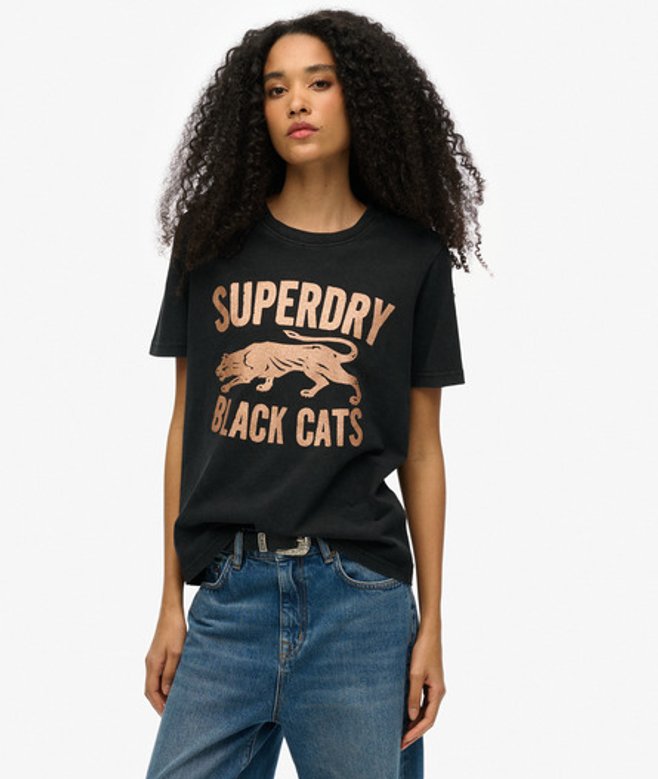 Versierd Varsity Relaxed T-shirt Zwart Grootte: 36 afbeelding