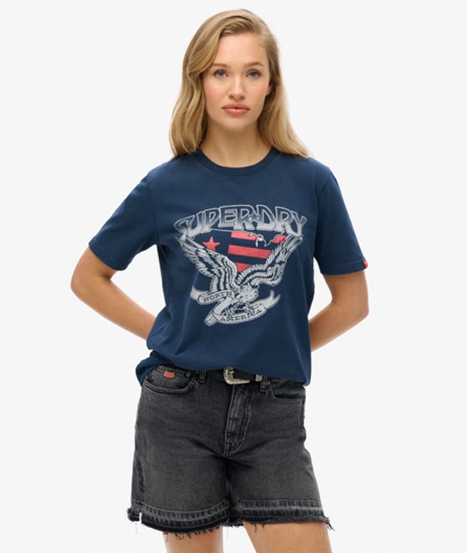 Versierd Varsity Relaxed T-shirt Blauw Grootte: 42 afbeelding
