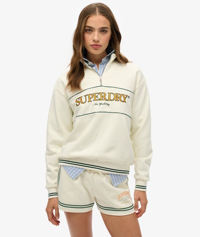 Damen Lockere Country Club Kapuzenjacke mit Halblangem Reißverschluss - Größe: 34 - Superdry - Modalova