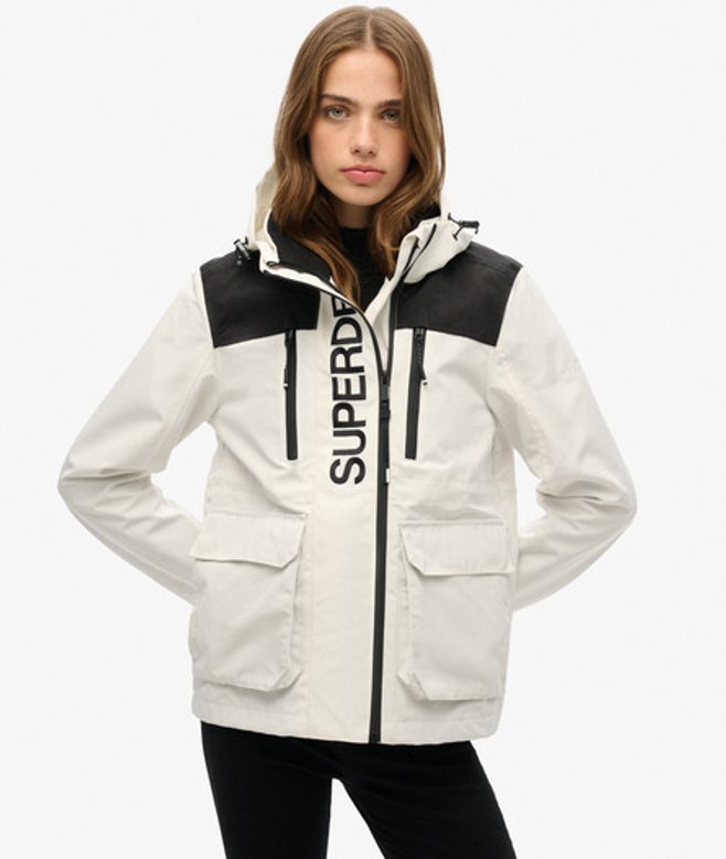 Superdry Women's Colour Block Ultimate Windbreaker Jacket White / Off White/black